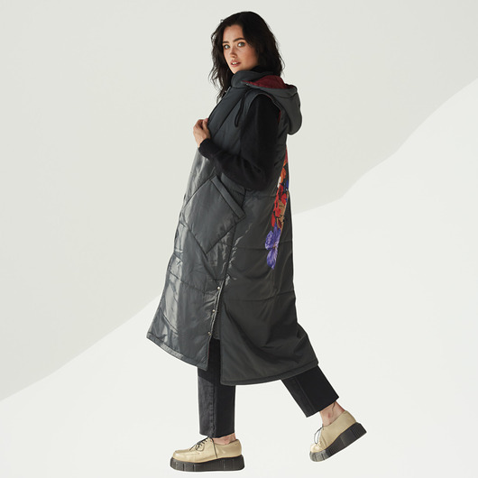 kamizelki damskie Kamlzelka Long-Verde Khaki