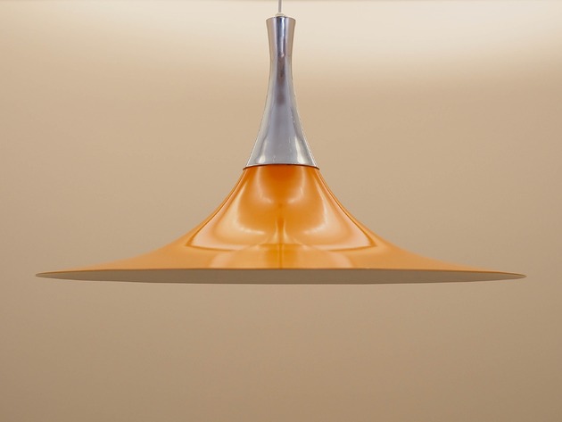 lampy wiszące Duńska lampa wisząca z lat 60. z pomarańczowym kloszem