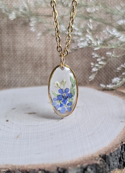 wisiory Wieczne kwiaty żywica prawdziwe kwiaty wisiorek niezapominajka