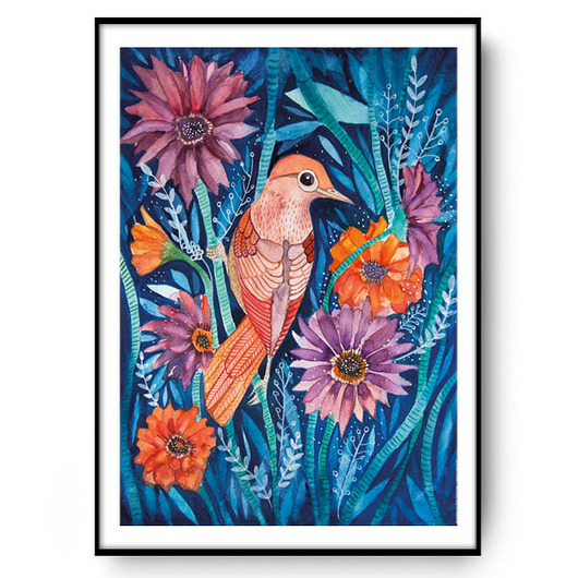 AUTUMN BIRD ilustracja drukowana muamua design