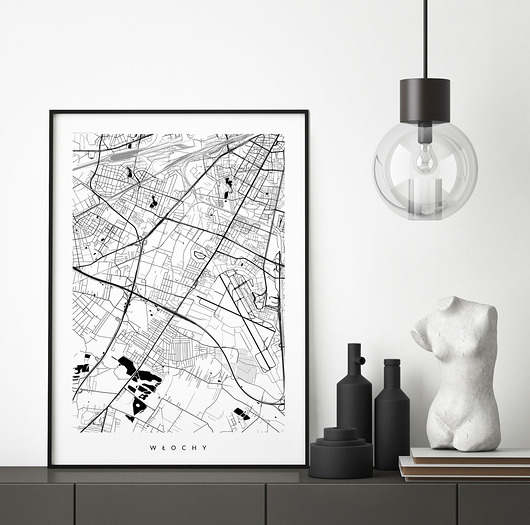 Włochy - plakat z planem dzielnicy PLAKATY GEOMETRYCZNE