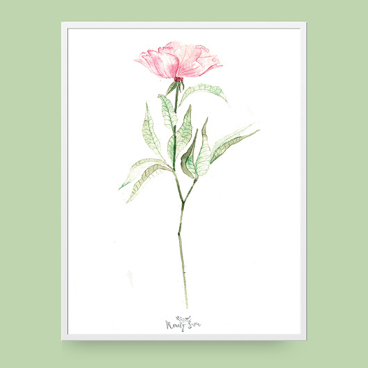 Plakat botaniczny z różowym kwiatem - 30x40cm Merely Susan