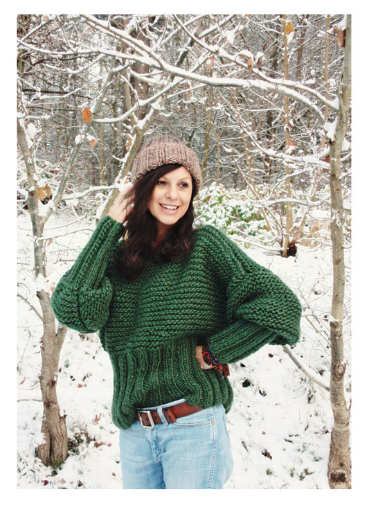 swetry damskie  Sweter leśna zieleń  z wełną