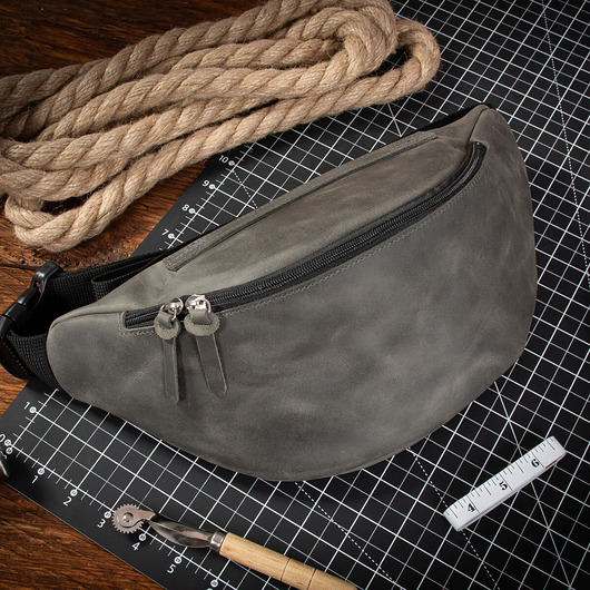 torby i nerki męskie Szara Nerka Skórzana Vintage Męska Duża XL Belveder NX19