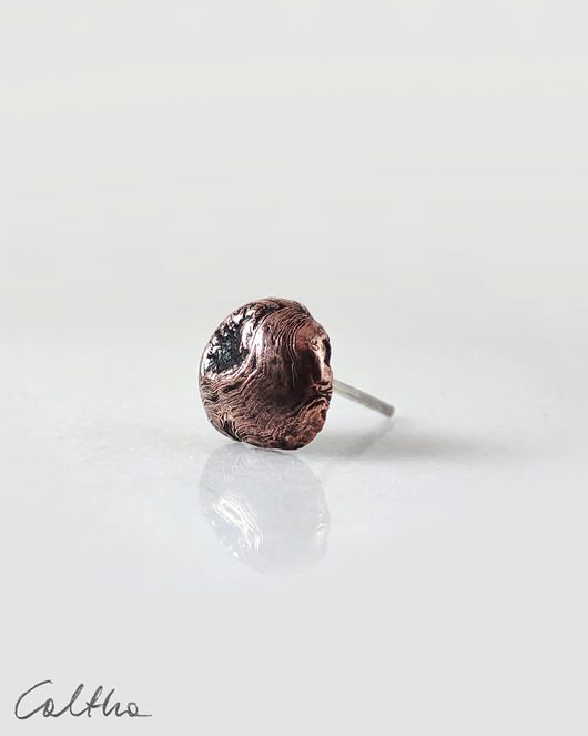 kolczyki wire wrapping Kamyk - miedziany kolczyk - sztyft duży