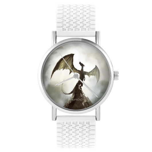 zegarki unisex Zegarek - Smok cienia - silikonowy, biały