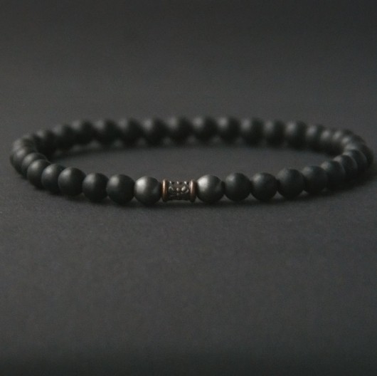 męska bransoletka : BLACK LAVA copper & grey kaktusia