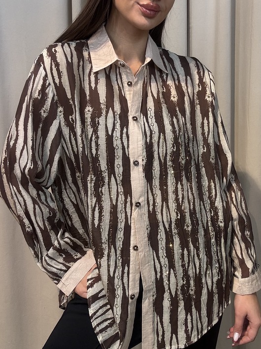 koszule damskie  Bawełniana koszula Bling Marrone Beige