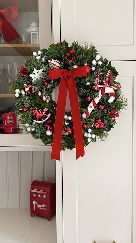 wianki bożonarodzeniowe NATURALNY Wianek Bożonarodzeniowy na drzwi - 45cm