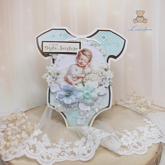 kartki, zaproszenia na chrzest Kartka body na chrzest, roczek, narodziny "MintCandyBoy" GOTOWA