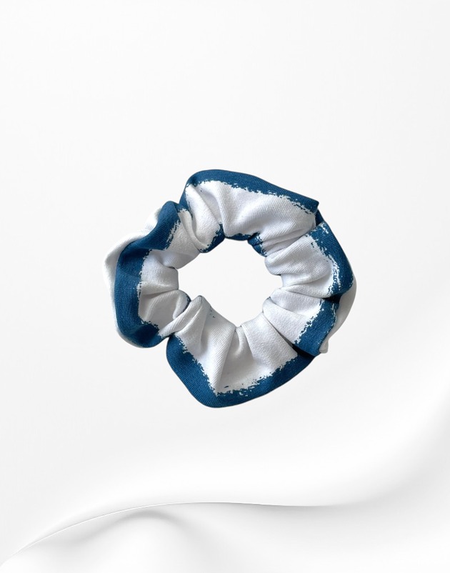 gumki do włosów Gumka frotka scrunchie midi paski przecierane niebieskie