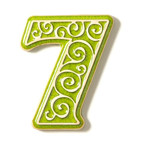napisy dekoracyjne i tabliczki Numer mieszkania, cyfra 7 jasnozielona, wysokość 8 cm