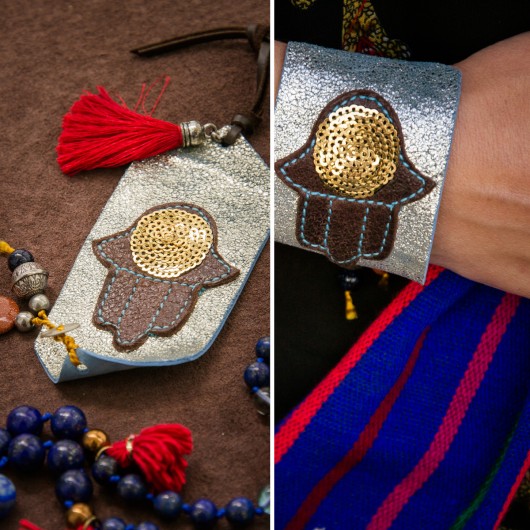 HAMSA skórzana bransoleta z jedwabiem NOMAD ACCESSORIES
