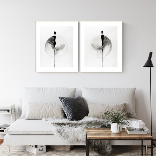 obrazy Zestaw 2 obrazów 40 x 50 cm  malowanych ręcznie