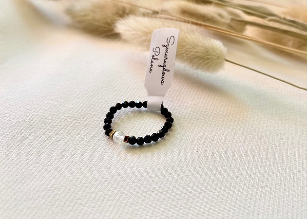 pierścionki elastyczne Pierścionek z Turmalinem i Kryształem Górskim