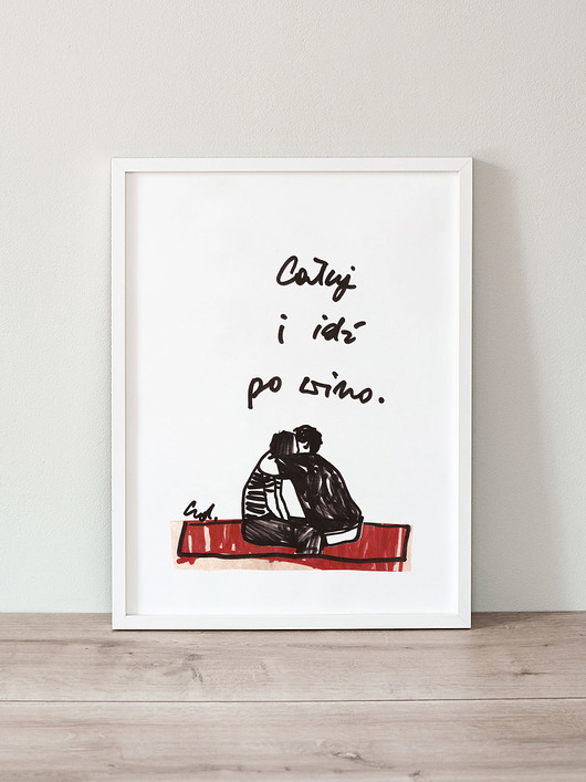 plakaty Plakat Całuj i idź po wino