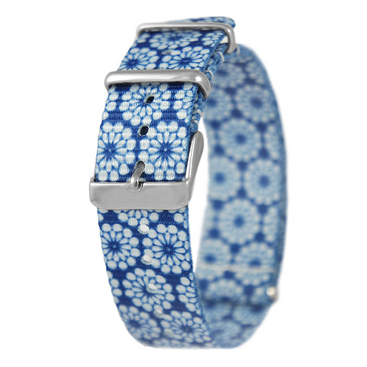 zegarki różne Pasek do zegarka - nato, niebieski w kwiaty