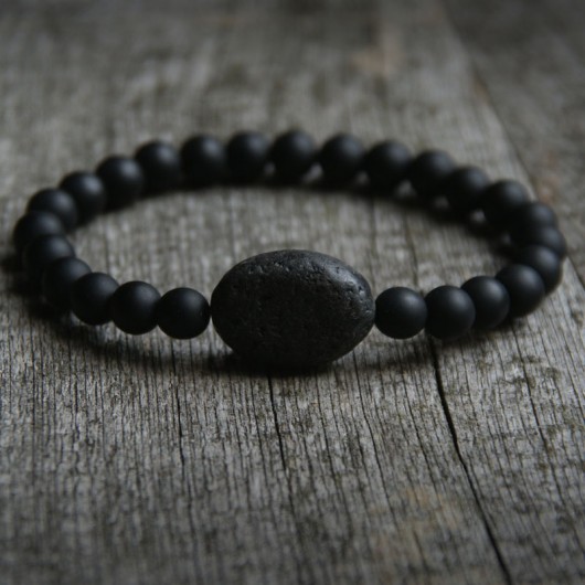 męska bransoletka : BLACK LAVA kaktusia