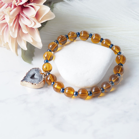 bransoletki z kamieni naturalnych BRANSOLETKA DRUZA agatu w złotej oprawie