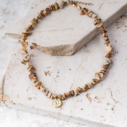 chokery Choker z nieregularnego  jaspisu pejzażowego