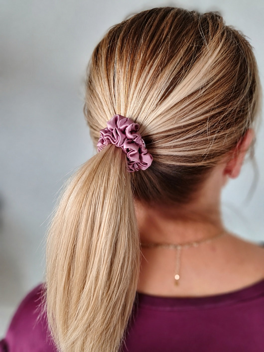 gumki do włosów Gumka jedwabna, scrunchie, frotka dusty rose MINI