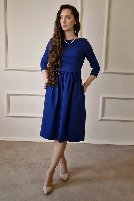 sukienki midi damskie Elegancka sukienka midi Liwia Granatowa