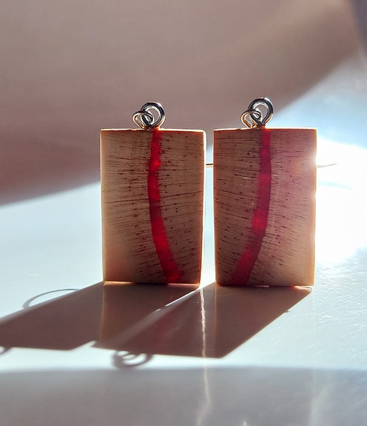 kolczyki drewniane Drewniane kolczyki prostokąty