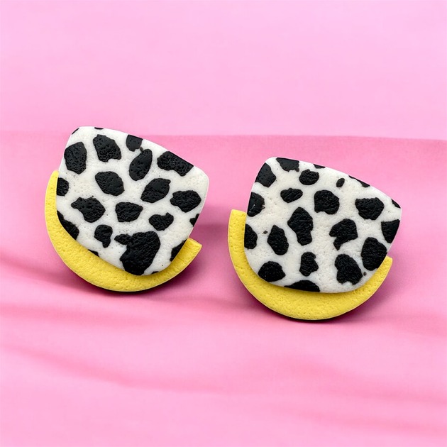 kolczyki z masy plastycznej Kolczyki Dotty yellow