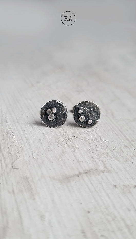 kolczyki srebrne MOON 2 Srebrne kolczyki sztyfty oksydowane