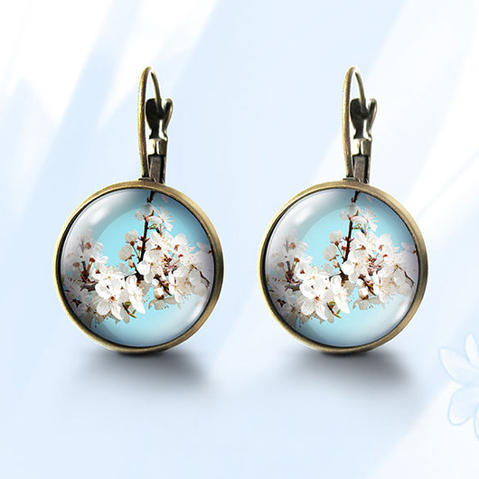 kolczyki szklane Kolczyki - Kwitnące kwiaty - brąz