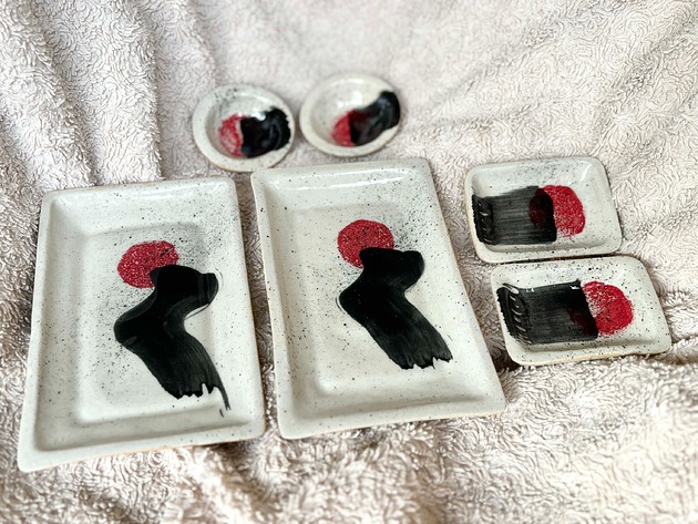 kuchnia - różne Ceramiczny zestaw 2-osobowy do sushi "Droga" - 3-elementowy