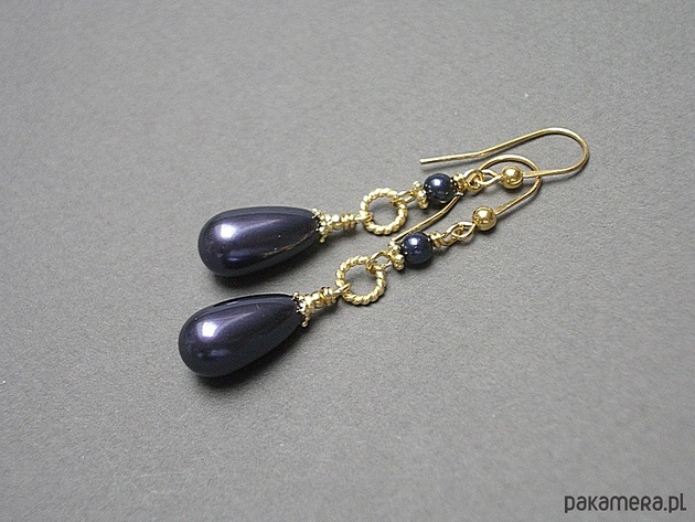 Kolczyki Navy pearls  Katia i krokodyl