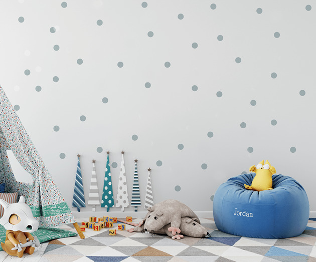 naklejki ścienne do pokoju dziecka Szare groszki, naklejki na ścianę 105 SZT