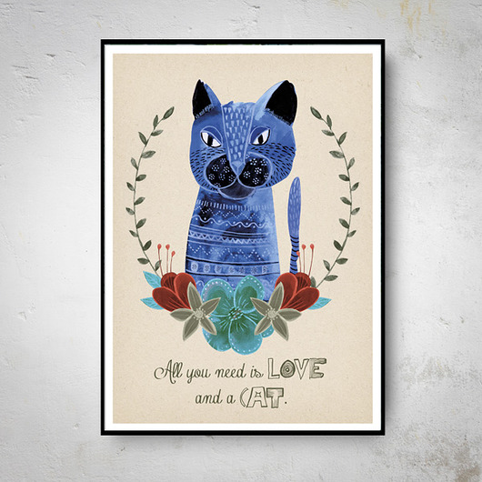 Blue Cat Plakat 50x70cm Muamua Design Archiwum Pakamerapl 4938