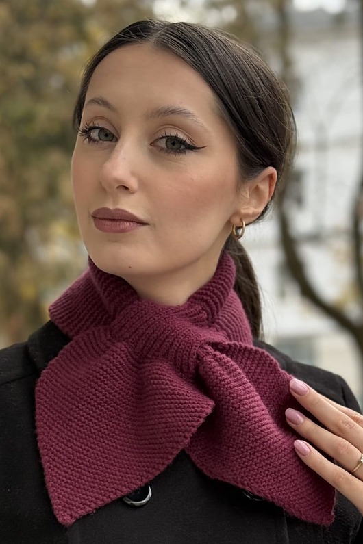 szale damskie Retro szalik 100% wełna merino bordo