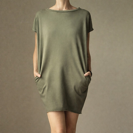 sukienki midi damskie Sukienka tshirt oversize Oliwkowa