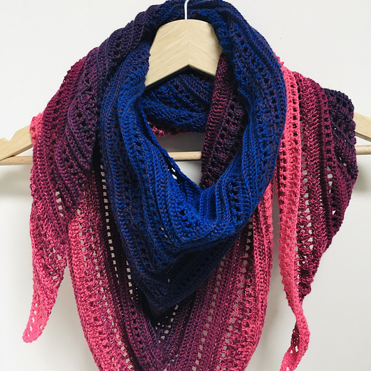 szale damskie Chusta szydełkowa ombre ręcznie robiona handmade