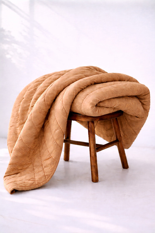 tekstylia - różne Lniana kołdra bezposzewkowa 140x200cm - karmel