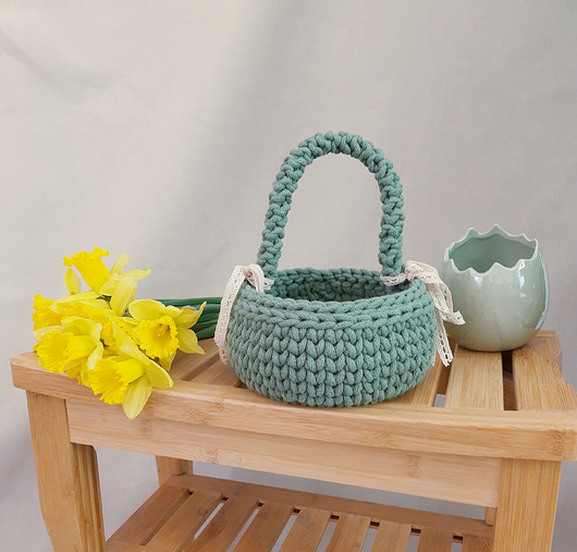 koszyki wielkanocne Koszyczek Wielkanocny XL (20 cm)- szałwia