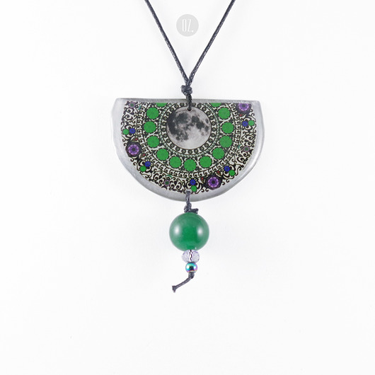 wisiory Greenman Moon Mandala CUT długi naszyjnik