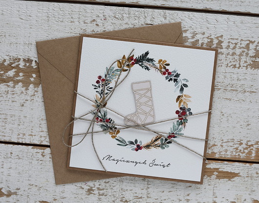 kartki świąteczne Kartka świąteczna ręcznie robiona na Boże Narodzenie Wesołych Świąt