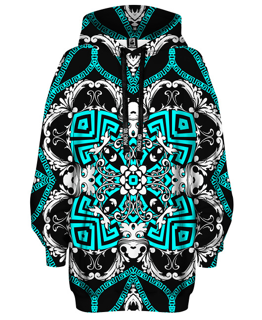 bluza z kapturem damska Bluza Oversize Tunika DR.CROW Mint Baroque