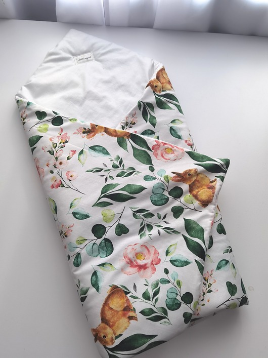 śpiwory i rożki niemowlęce Bawełniany rożek niemowlęcy 75x75 cm - króliki