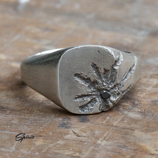 biżuteria męska Sygnet z czarnym diamentem - Srebro 925