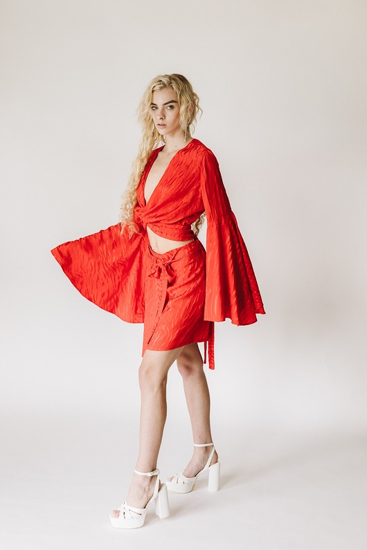 bluzki z długim rękawem damskie Bluzka Hippie Red Print