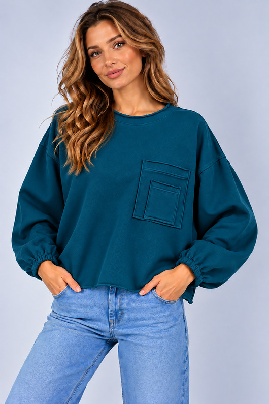 bluza bez kaptura damska Bluza Flavia  Petrol