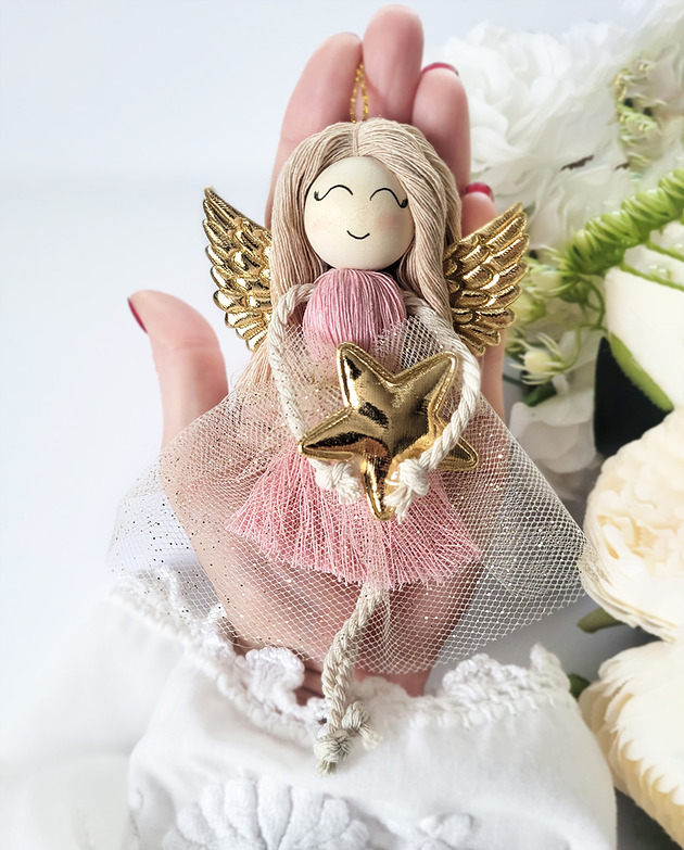 ozdoby choinkowe Różowy Aniołek na choinkę