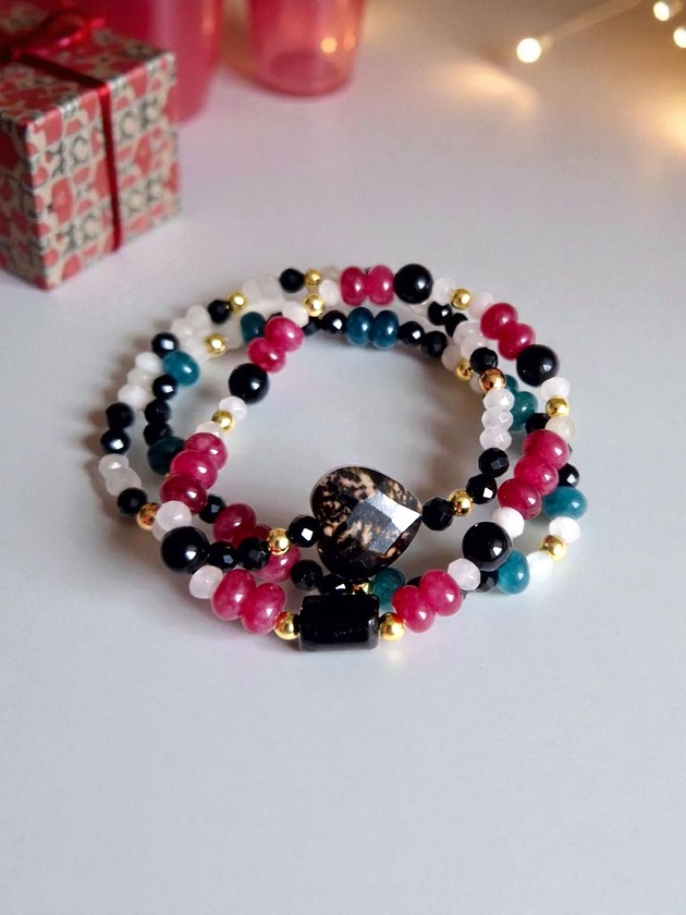 bransoletki z kamieni naturalnych Świąteczna biżuteria zestaw bransoletek z kamieni naturalnych