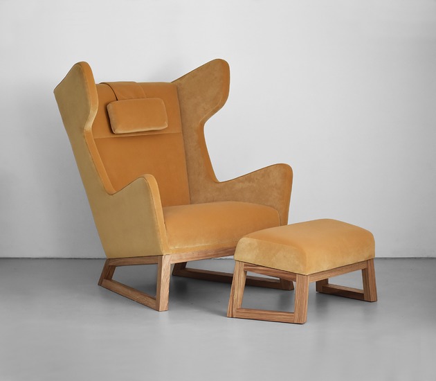 fotele Fotel LORD + podnóżek wool collection