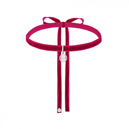 Fuksjowy choker ze srebrną rozetą SOTHO